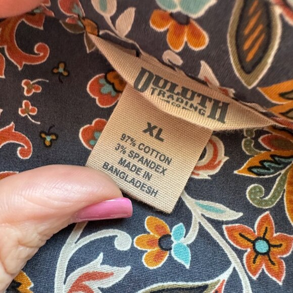 Duluth Trading Print Maker Poplin Tunic Shacket Womens Size XL Crisscross Back - Picture 7 of 11